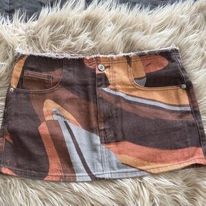 PrettyLittleThing Brown and Orange Mini Skirt